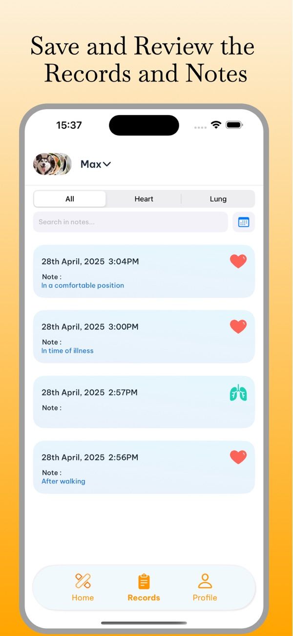 Saved heart and lung recordings in PetScope