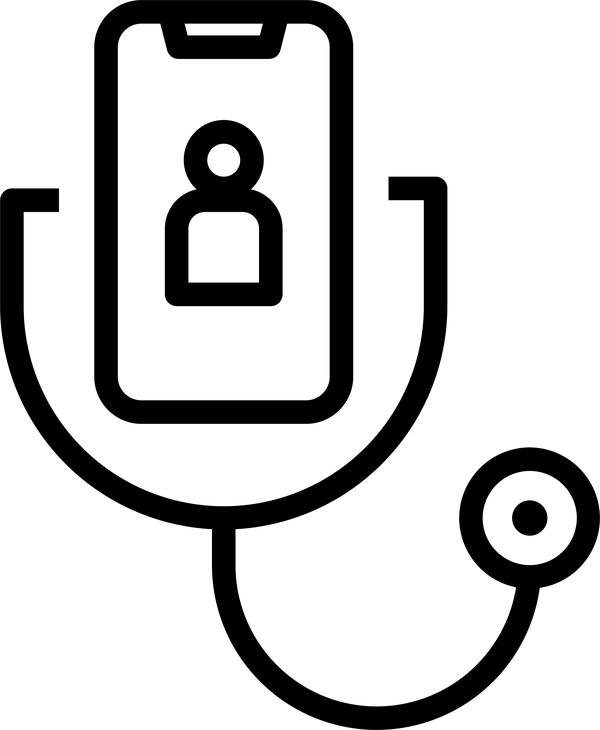 Drawing of a phone with a stethoscope attached